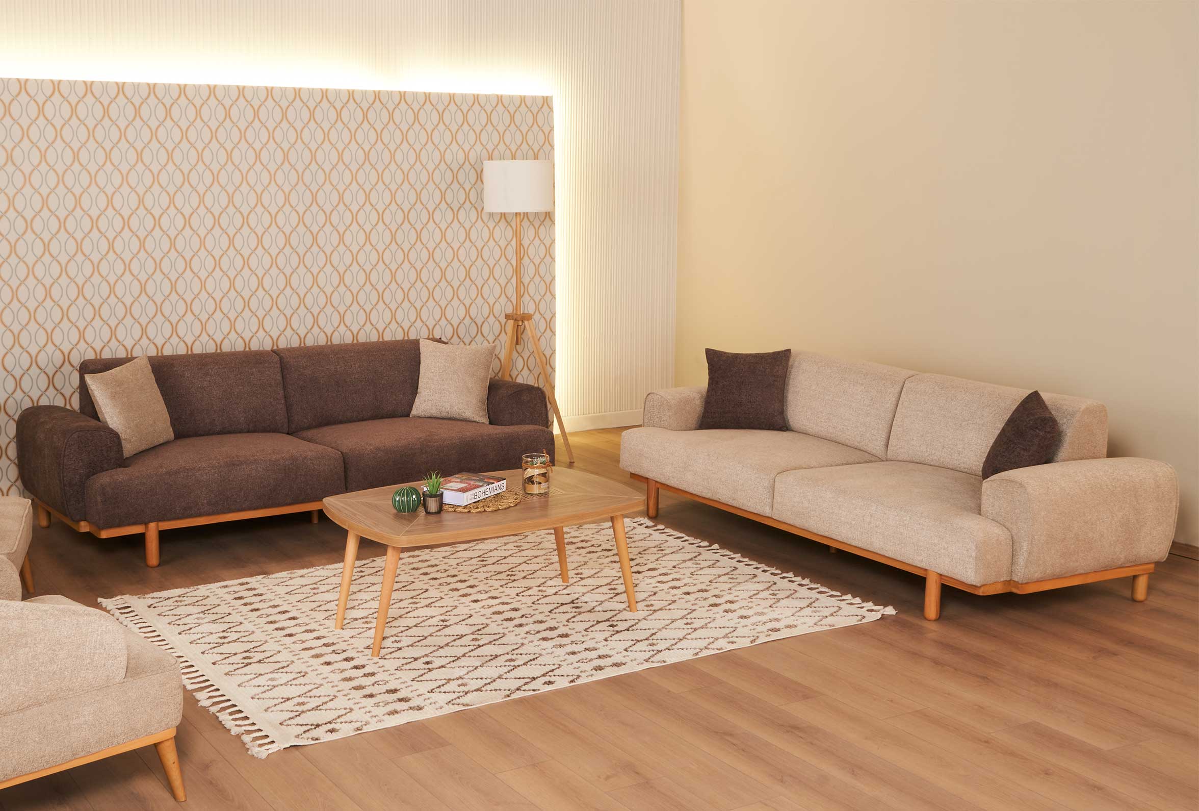 Триместен разтегателен диван «K Natura» + 2 декоративни възглавници, ширина 235см