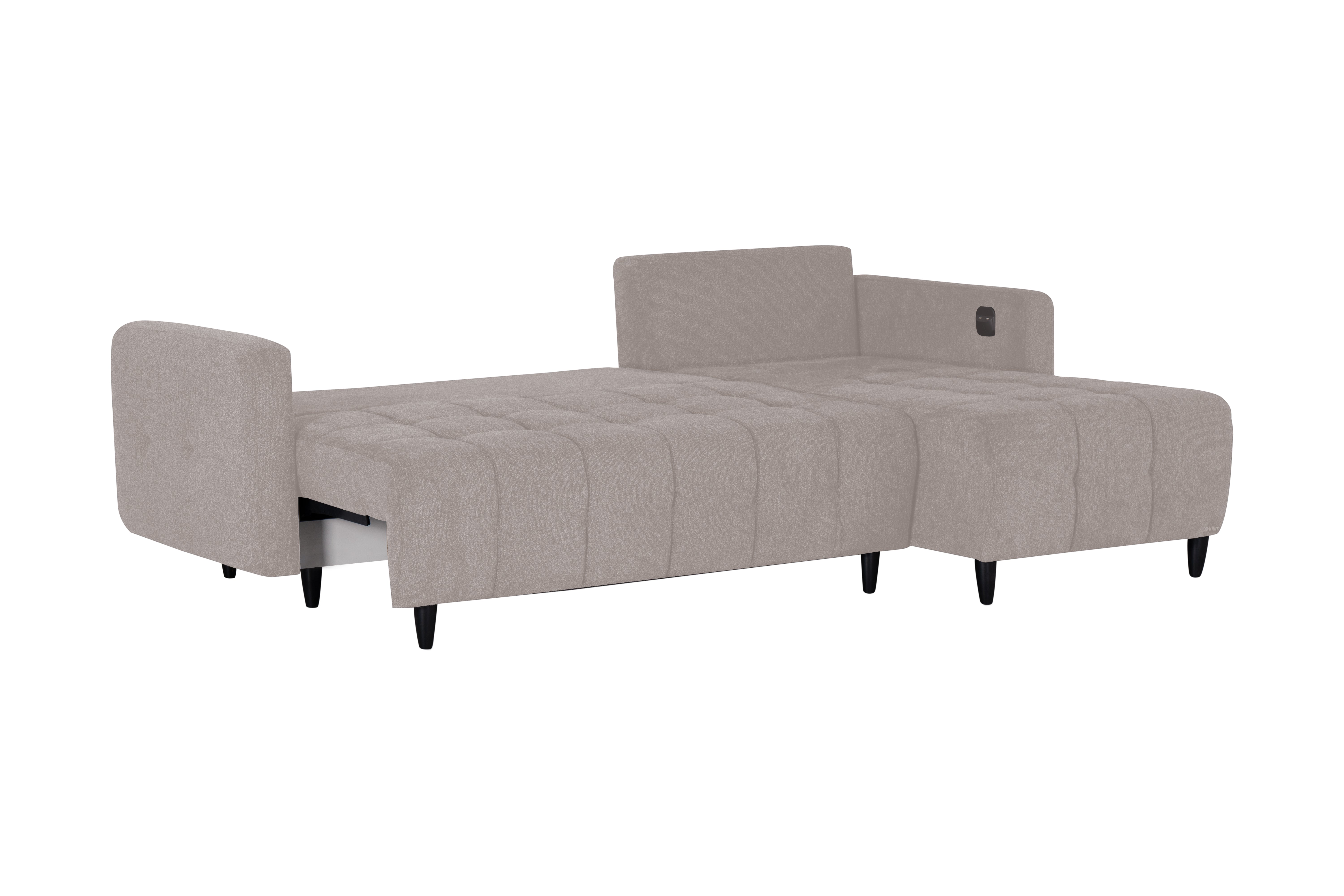 Ъглов разтегателен диван «New Port» + USB зарядна станция, ширина 247см