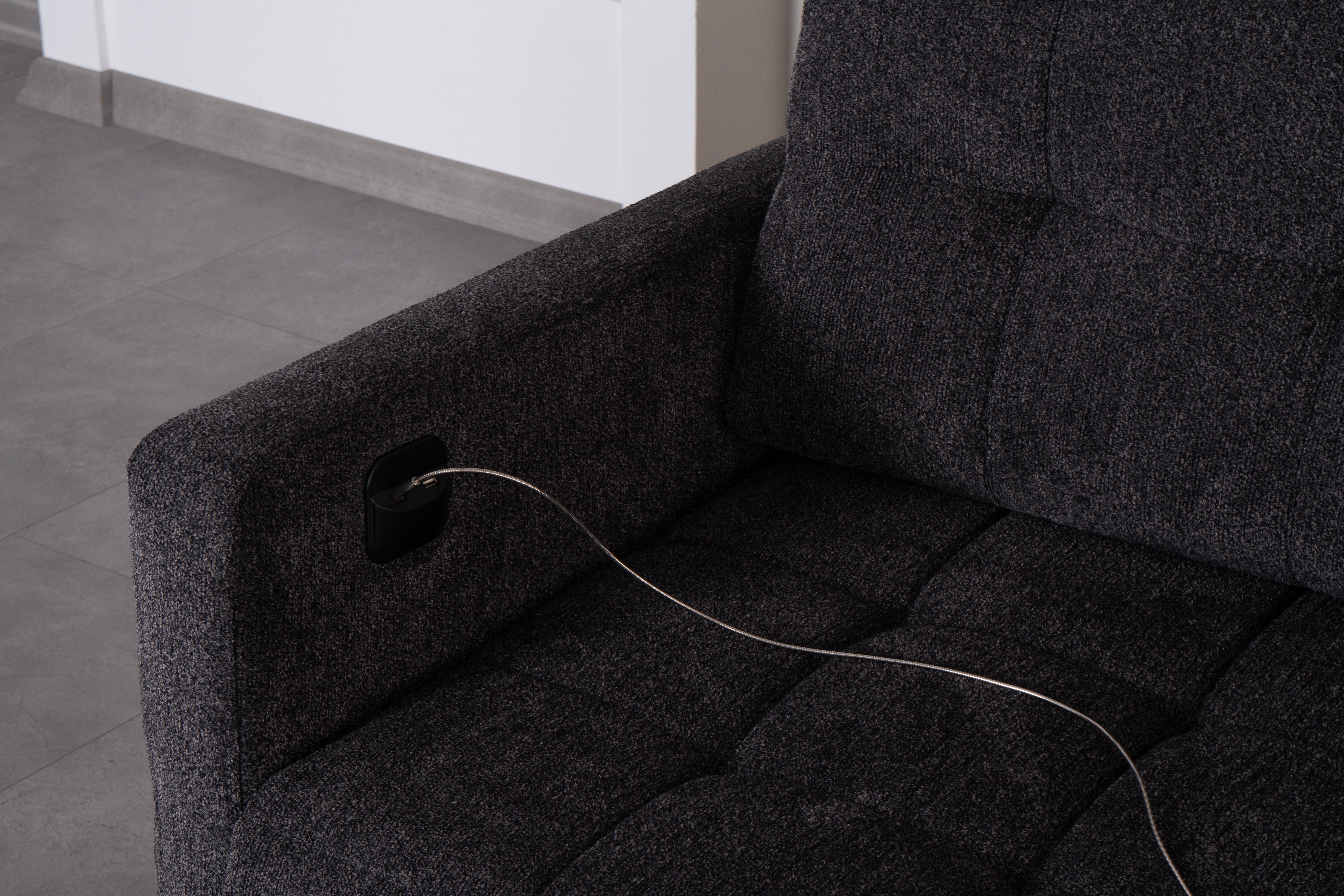 Ъглов разтегателен диван «New Port» + USB зарядна станция, ширина 247см