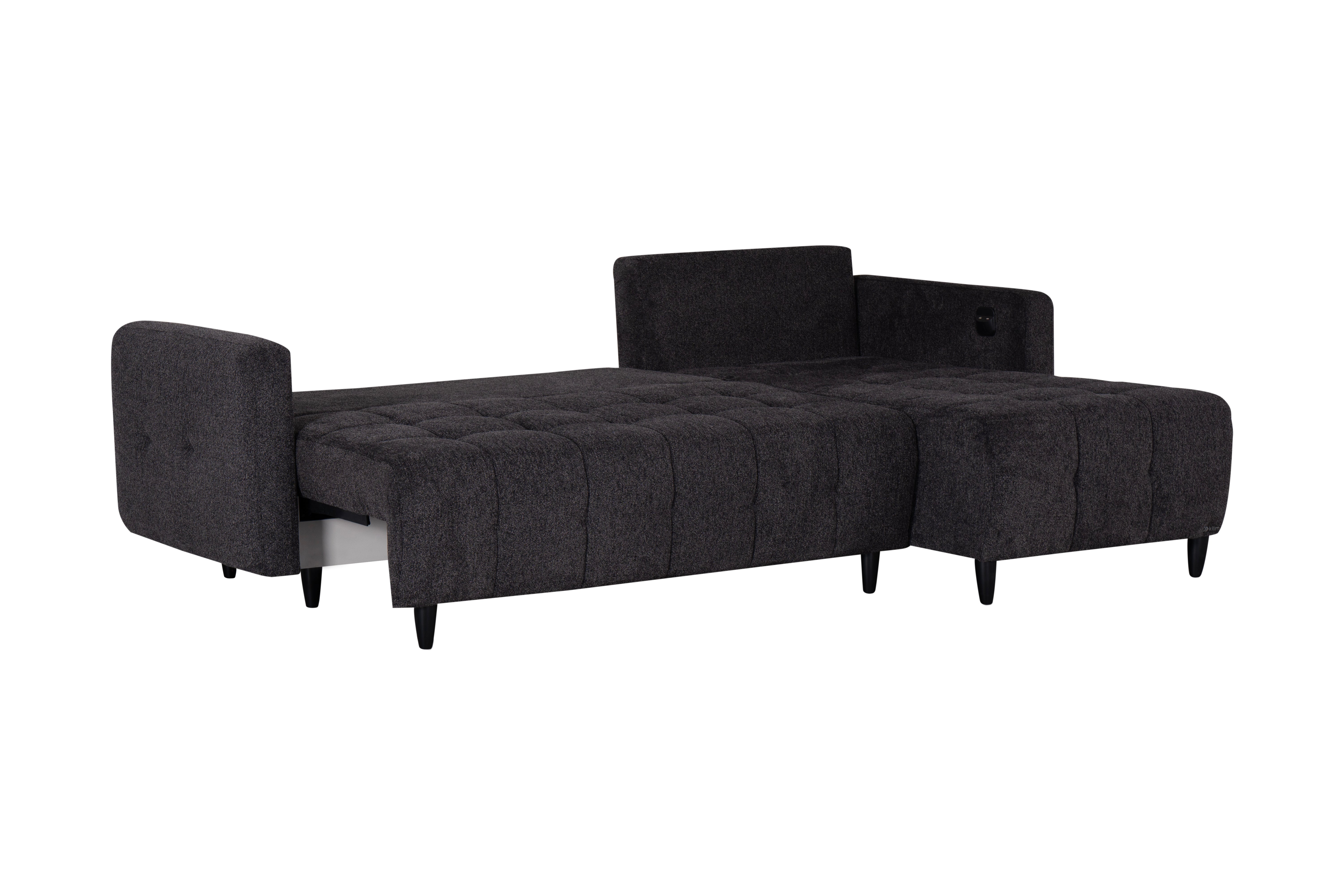 Ъглов разтегателен диван «New Port» + USB зарядна станция, ширина 247см