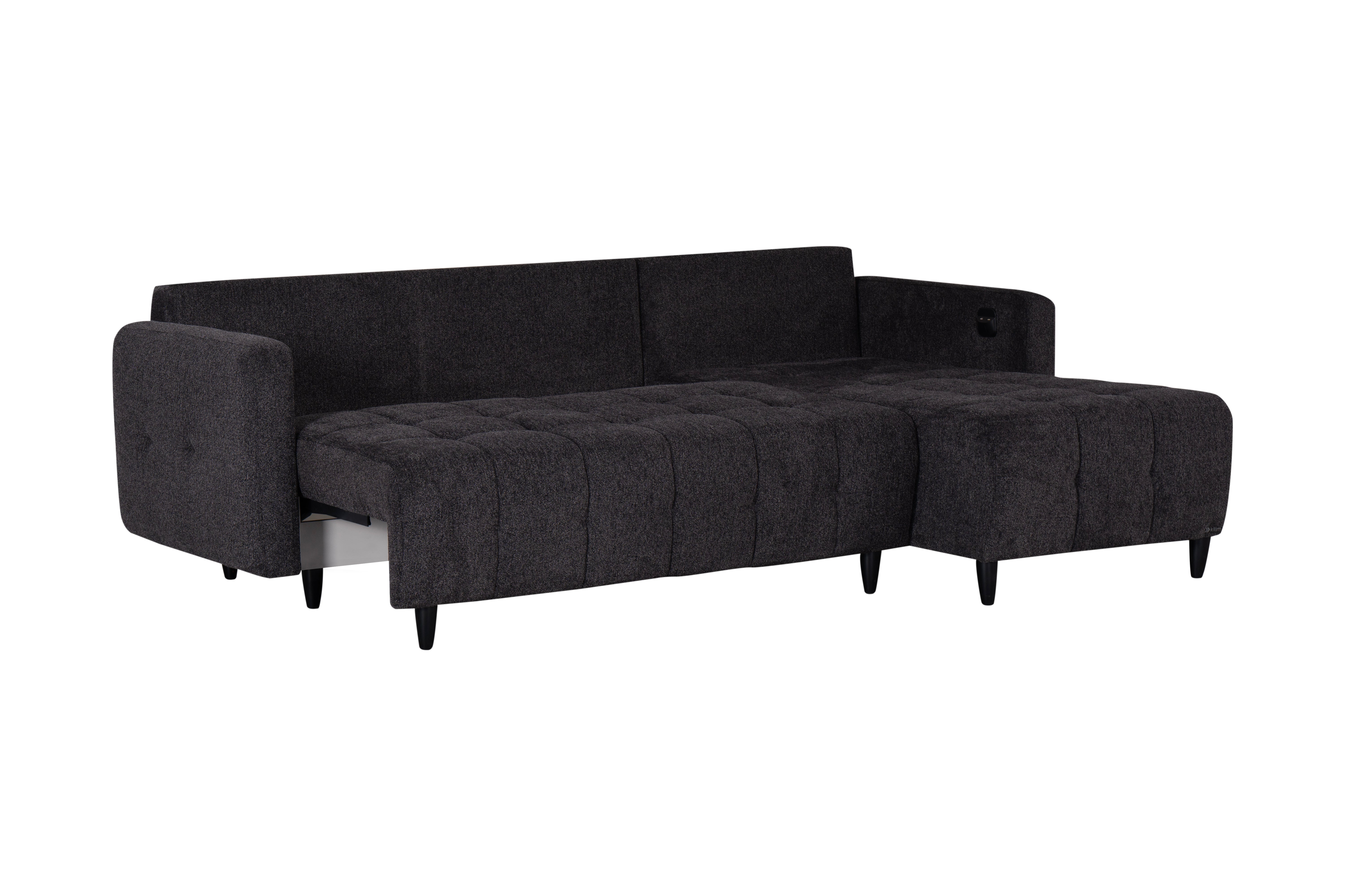 Ъглов разтегателен диван «New Port» + USB зарядна станция, ширина 247см