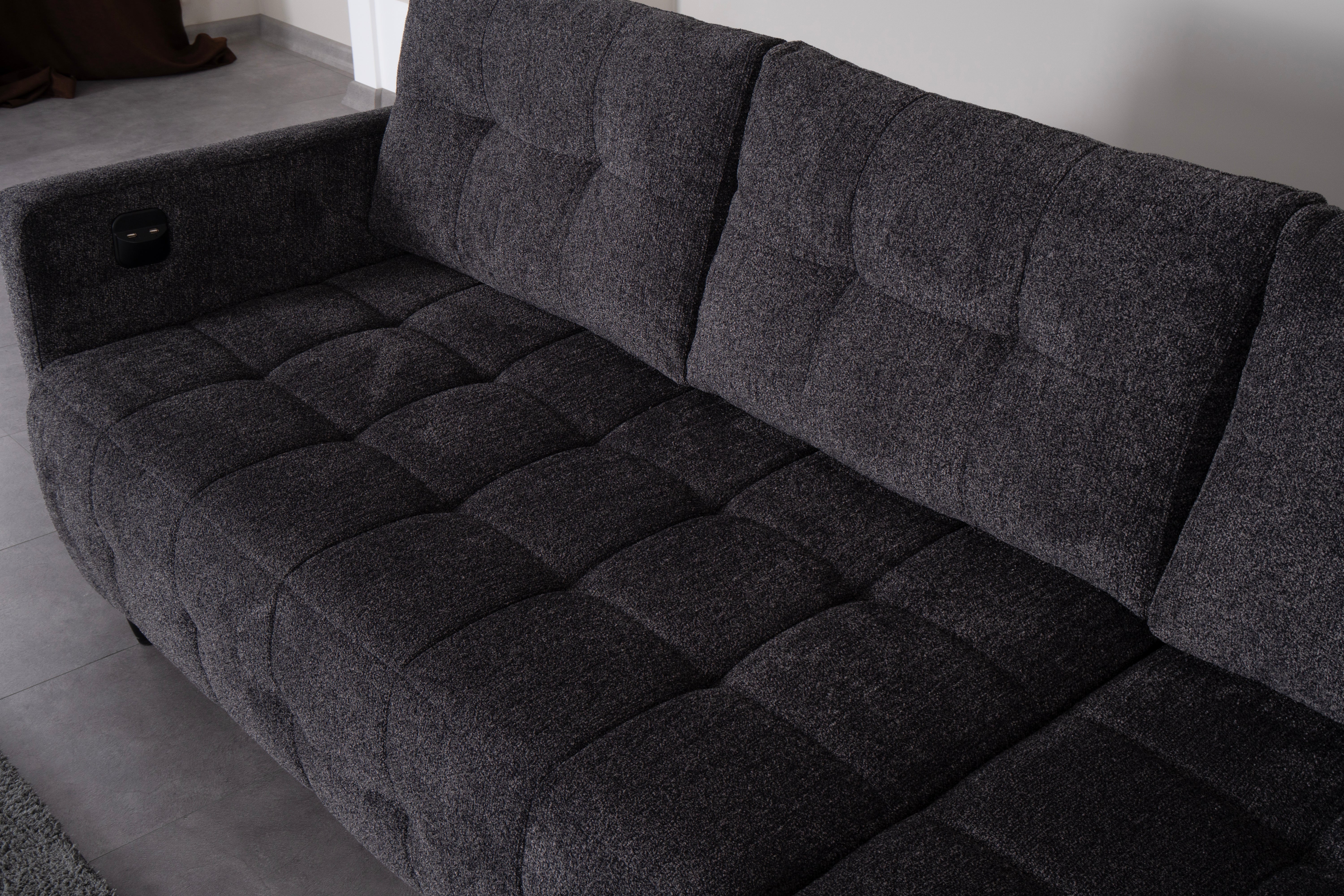 Ъглов разтегателен диван «New Port» + USB зарядна станция, ширина 247см