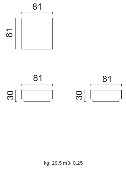 Холна маса «Nora» с размер 81х30х81см