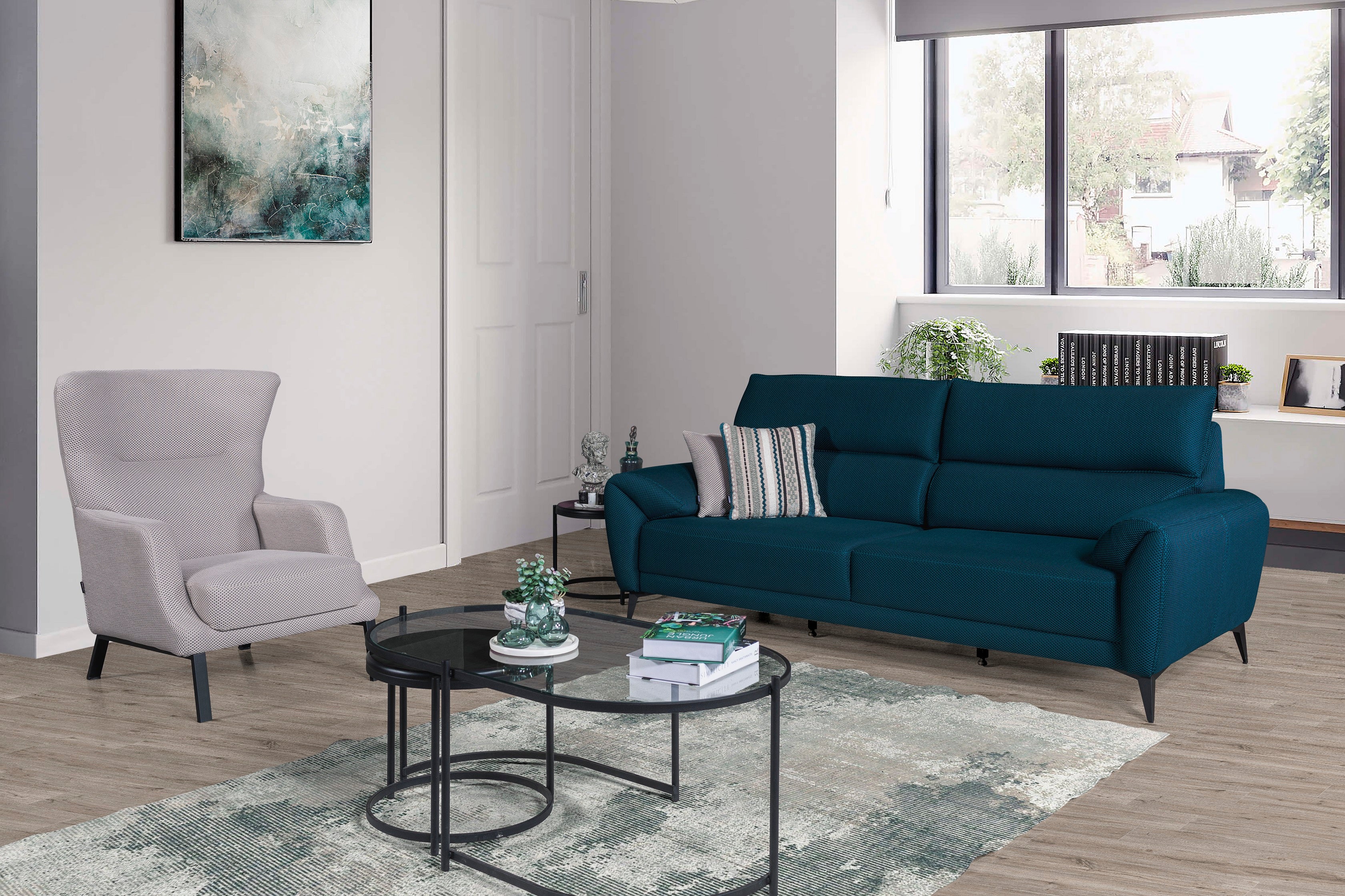 Триместен разтегателен диван «Odense» + 2 декоративни възглавници, ширина 228см