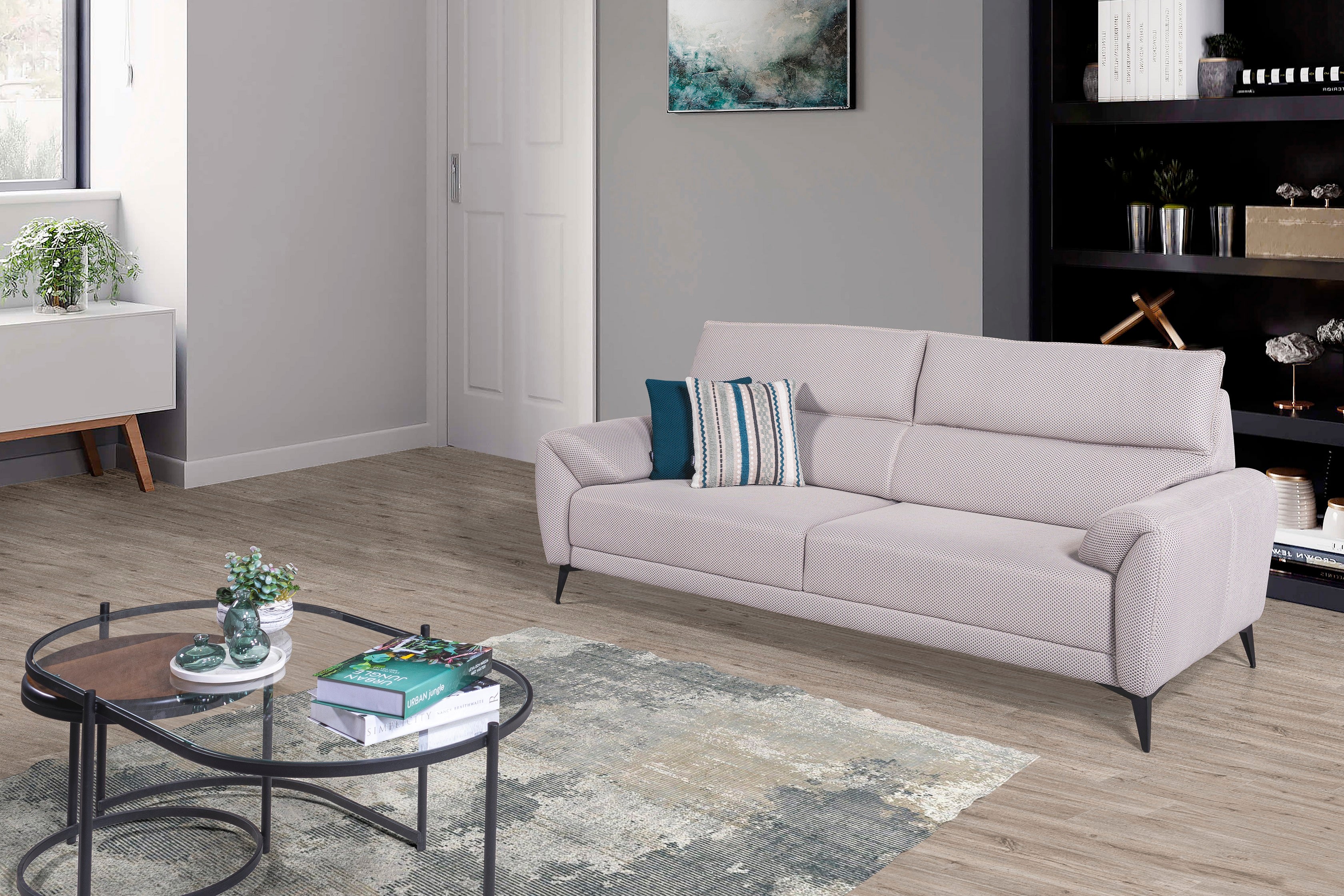 Триместен разтегателен диван «Odense» + 2 декоративни възглавници, ширина 228см