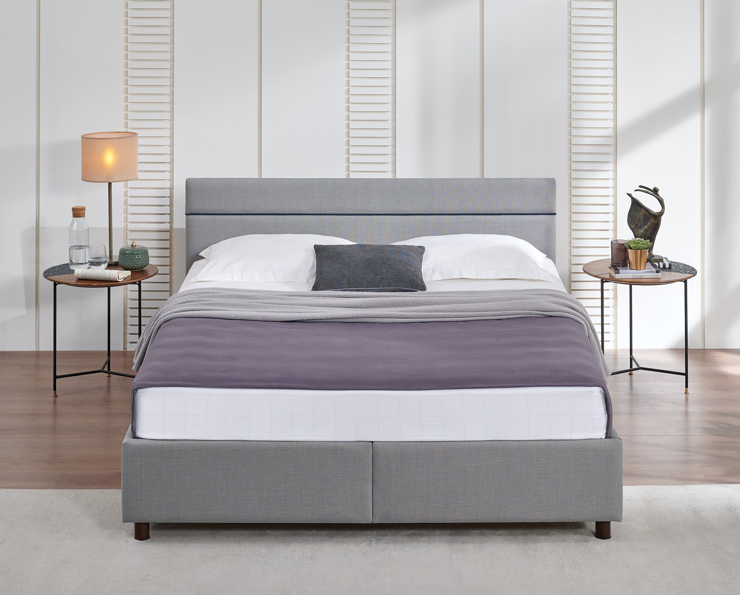 Тапицирано легло «Ergowell Lipa» + Матрак и табла - с място за съхранение, матрак с алое вера