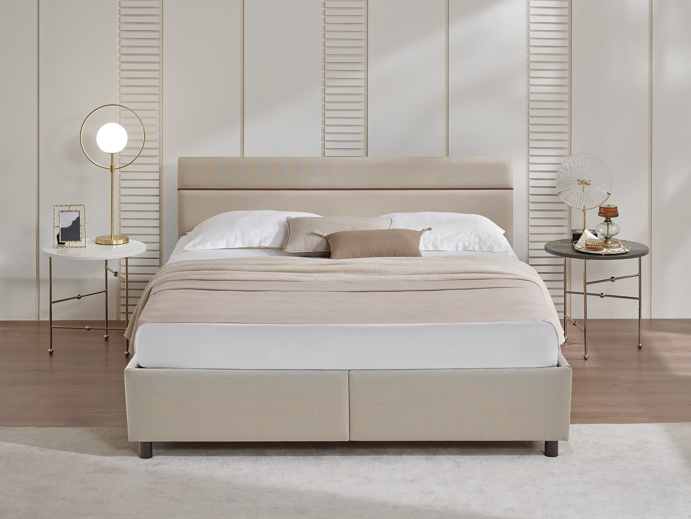 Тапицирано легло «Ergowell Lipa» + Матрак и табла - с място за съхранение, матрак с алое вера