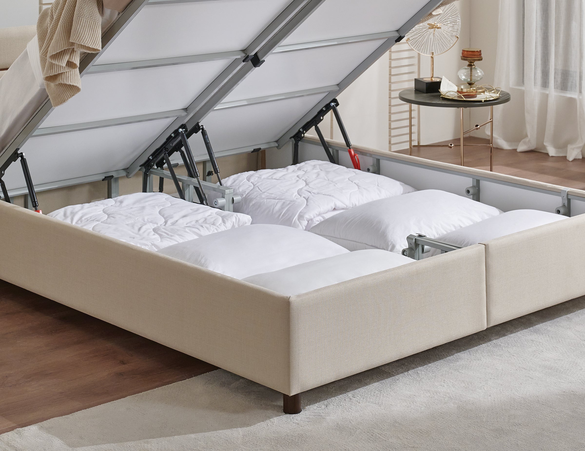 Тапицирано легло «Ergowell Lipa» + Матрак и табла - с място за съхранение, матрак с алое вера