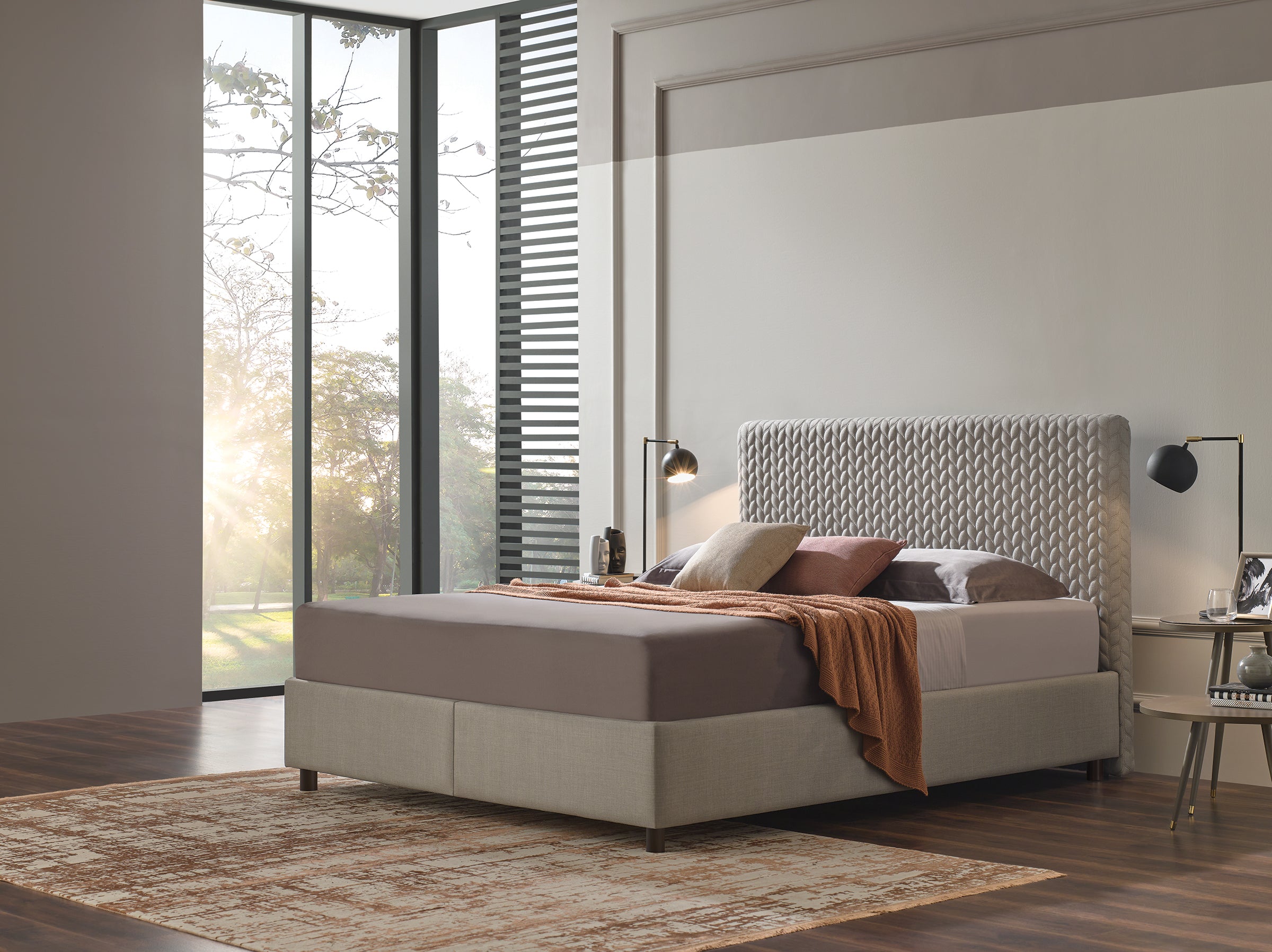 Тапицирано легло «Smart Care» + Матрак и табла - с място за съхранение, матрак с алое вера, с лятна и зимна страна