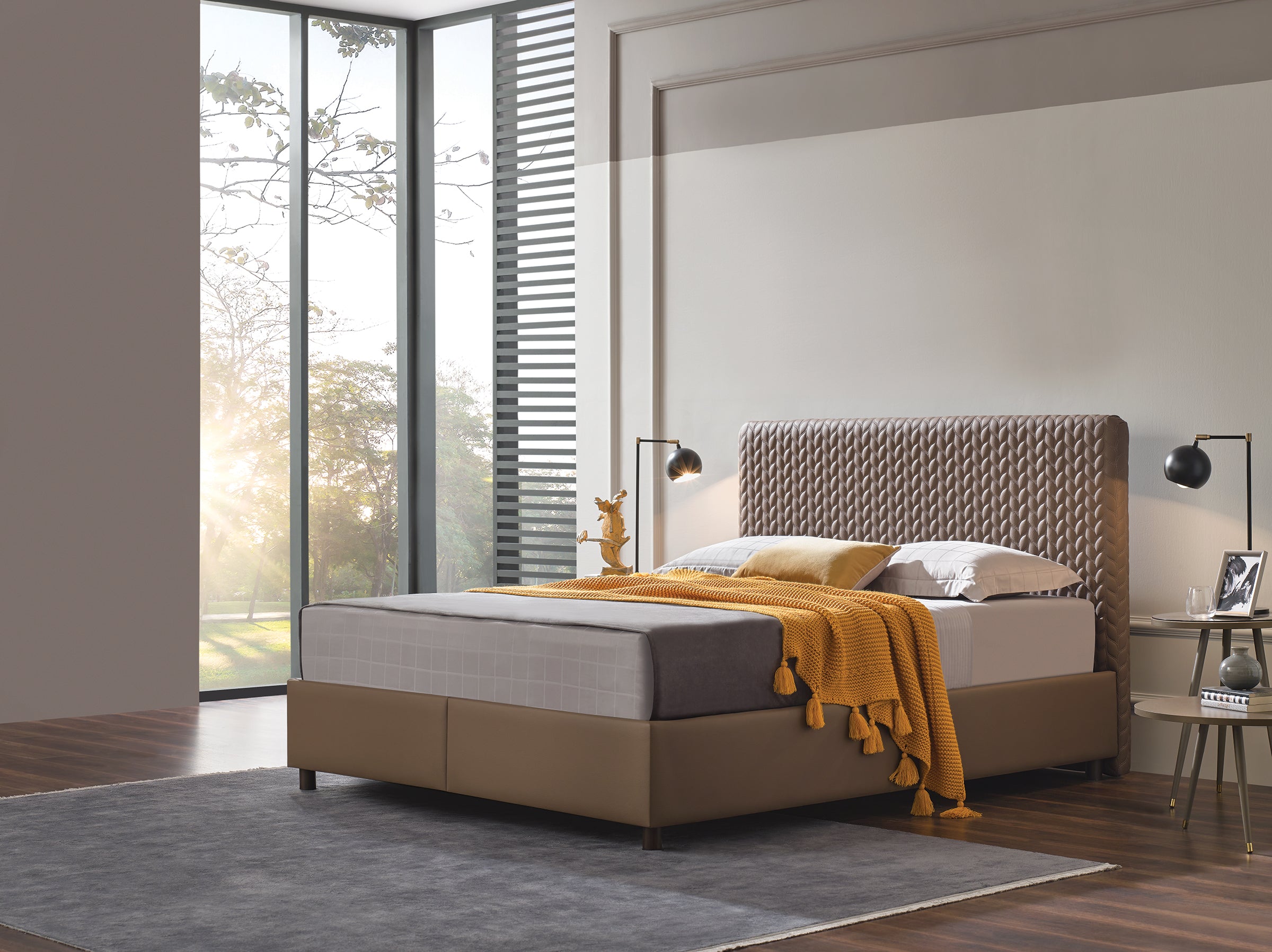 Тапицирано легло «Smart Care» + Матрак и табла - с място за съхранение, матрак с алое вера, с лятна и зимна страна