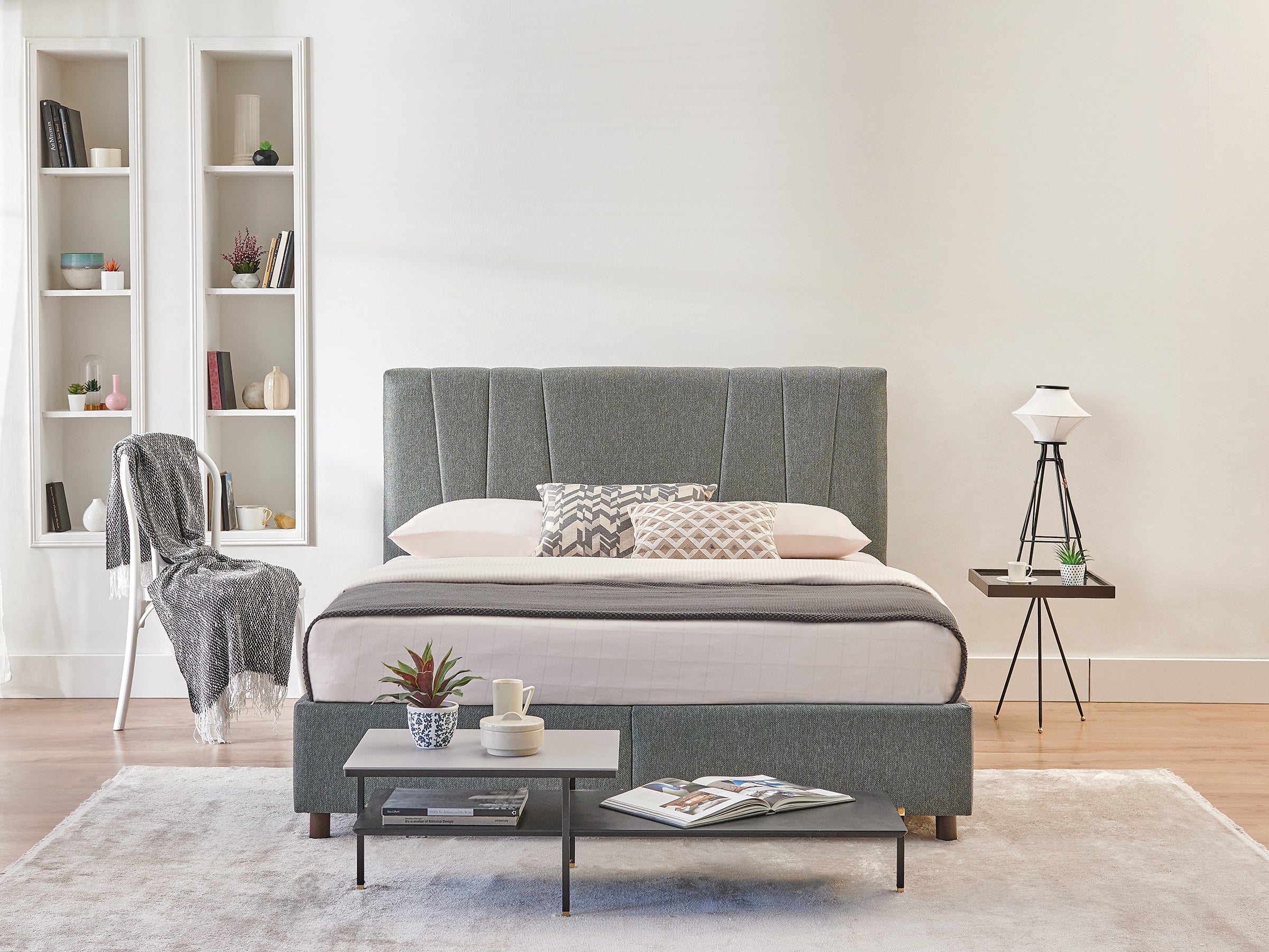 Тапицирано легло «Ergotwin» + Матрак и табла - с място за съхранение, матрак с алое вера