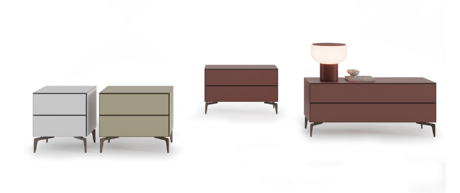 Нощно шкафче «Opal» - стъклени чела и страници, с избор на размер