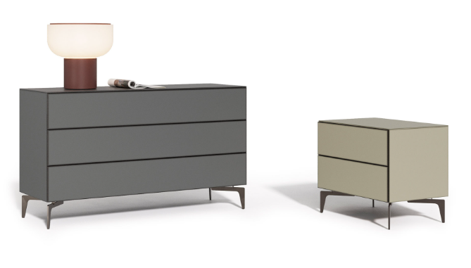 Нощно шкафче «Opal» - стъклени чела и страници, с избор на размер