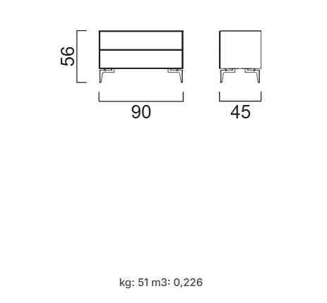 Нощно шкафче «Opal» - стъклени чела и страници, с избор на размер