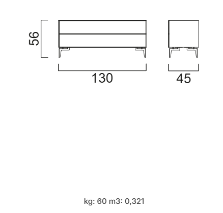 Нощно шкафче «Opal» - стъклени чела и страници, с избор на размер
