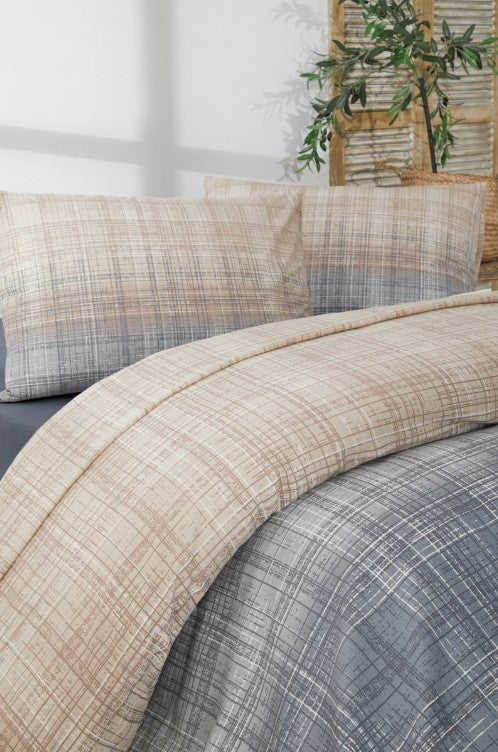 Двоен спален комплект «Floretta Costura Mavi» с пике, 4 части, ранфорс