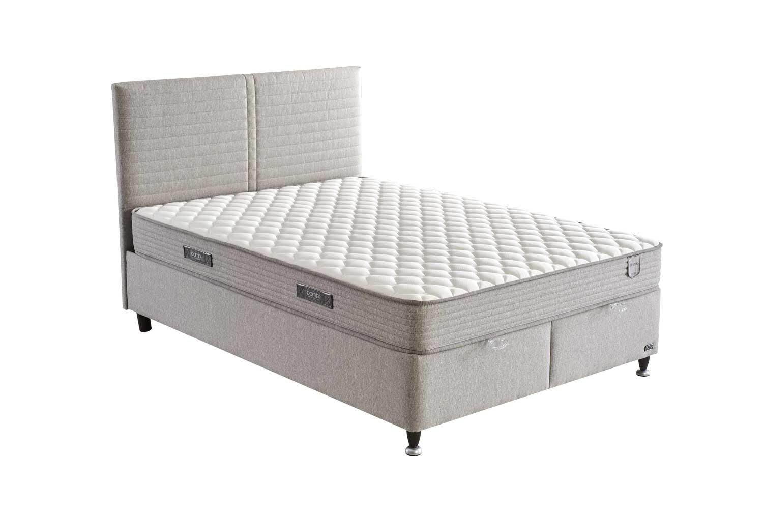 Тапицирана основа за легло «Pineda» с място за съхранение, повдигащ механизъм, система за безшумно затваряне