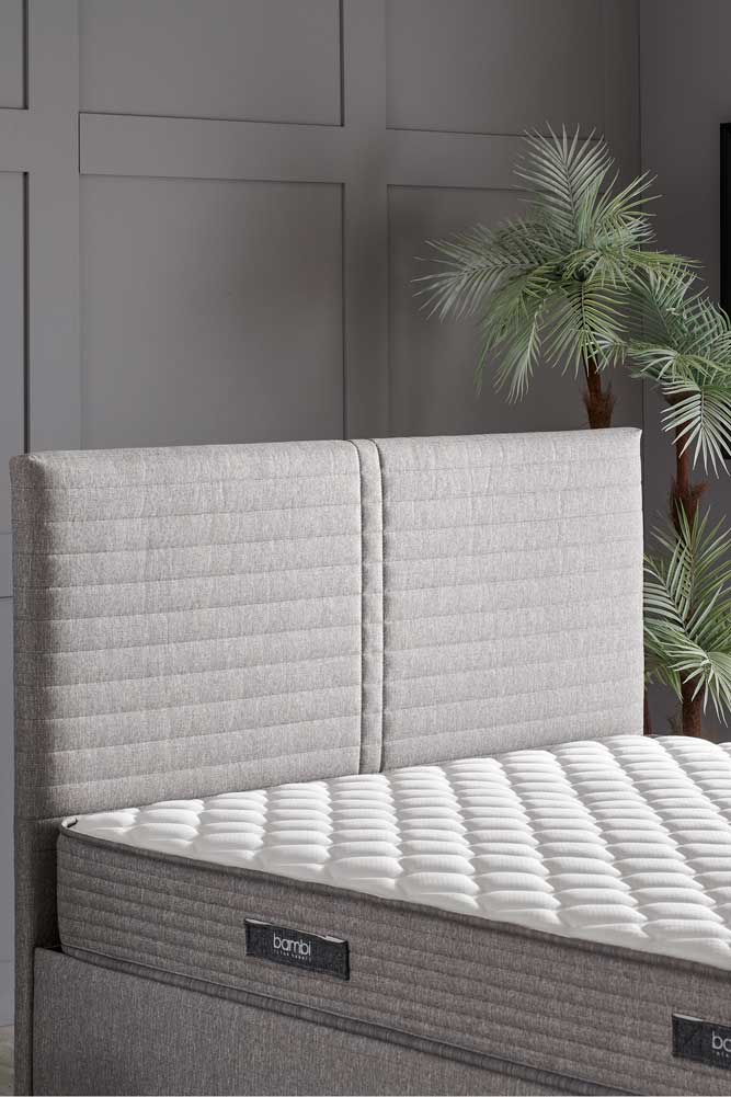 Тапицирано легло «Pineda» + Матрак и табла - с място за съхранение, повдигащ механизъм, система за безшумно затваряне