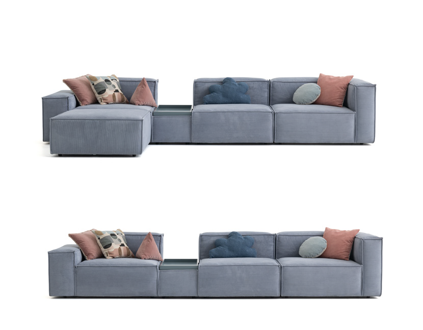 Ъглов диван «Plus Poufy Ice Cream» от серия Colorium, с декоративни възглавници, ширина 387см