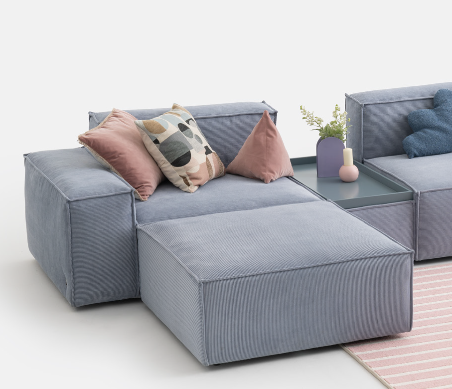 Ъглов диван «Plus Poufy Ice Cream» от серия Colorium, с декоративни възглавници, ширина 387см