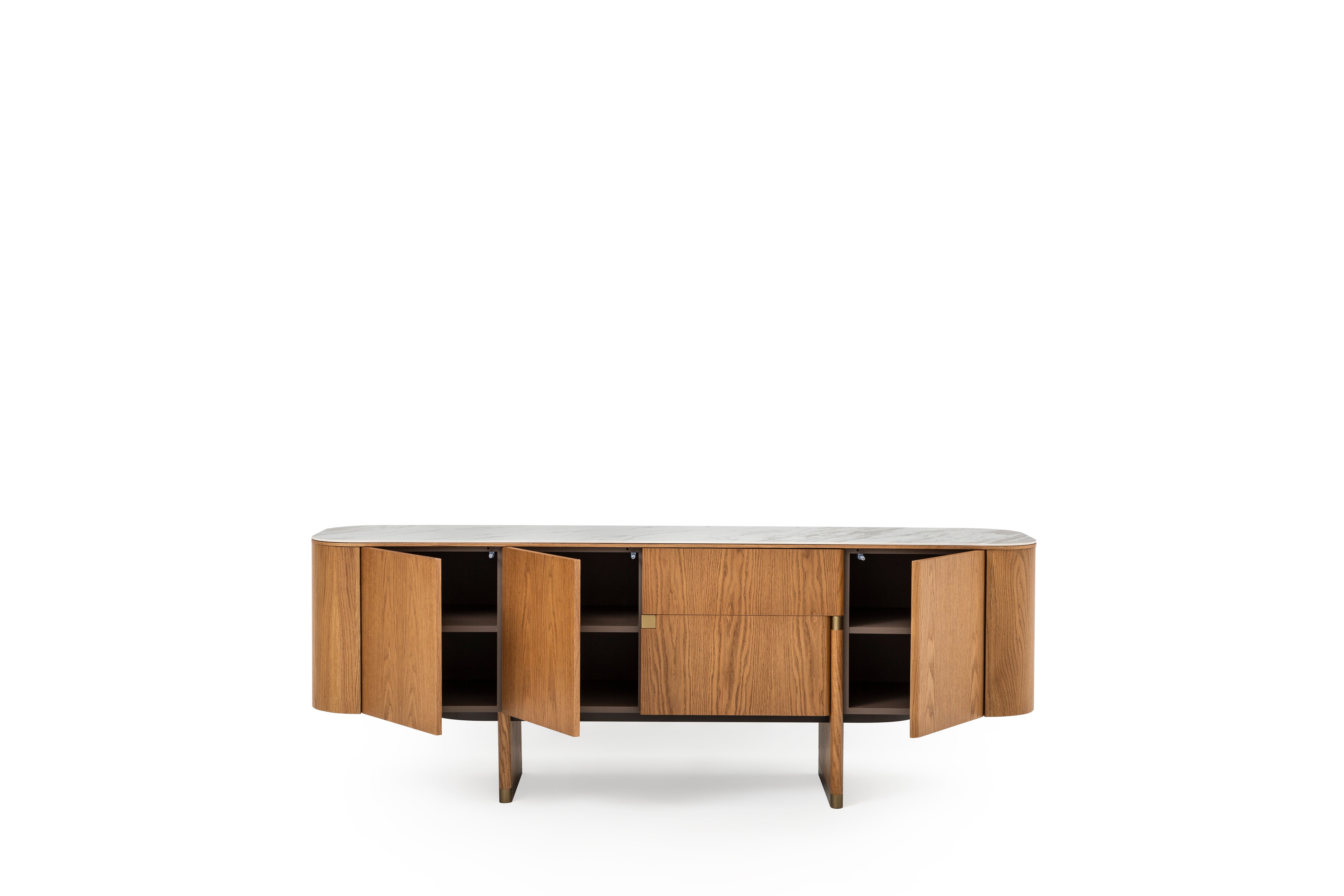 Бюфет «Delta Acik Bej» с естествен фурнир, с две чекмеджета, размер 220х79х51см