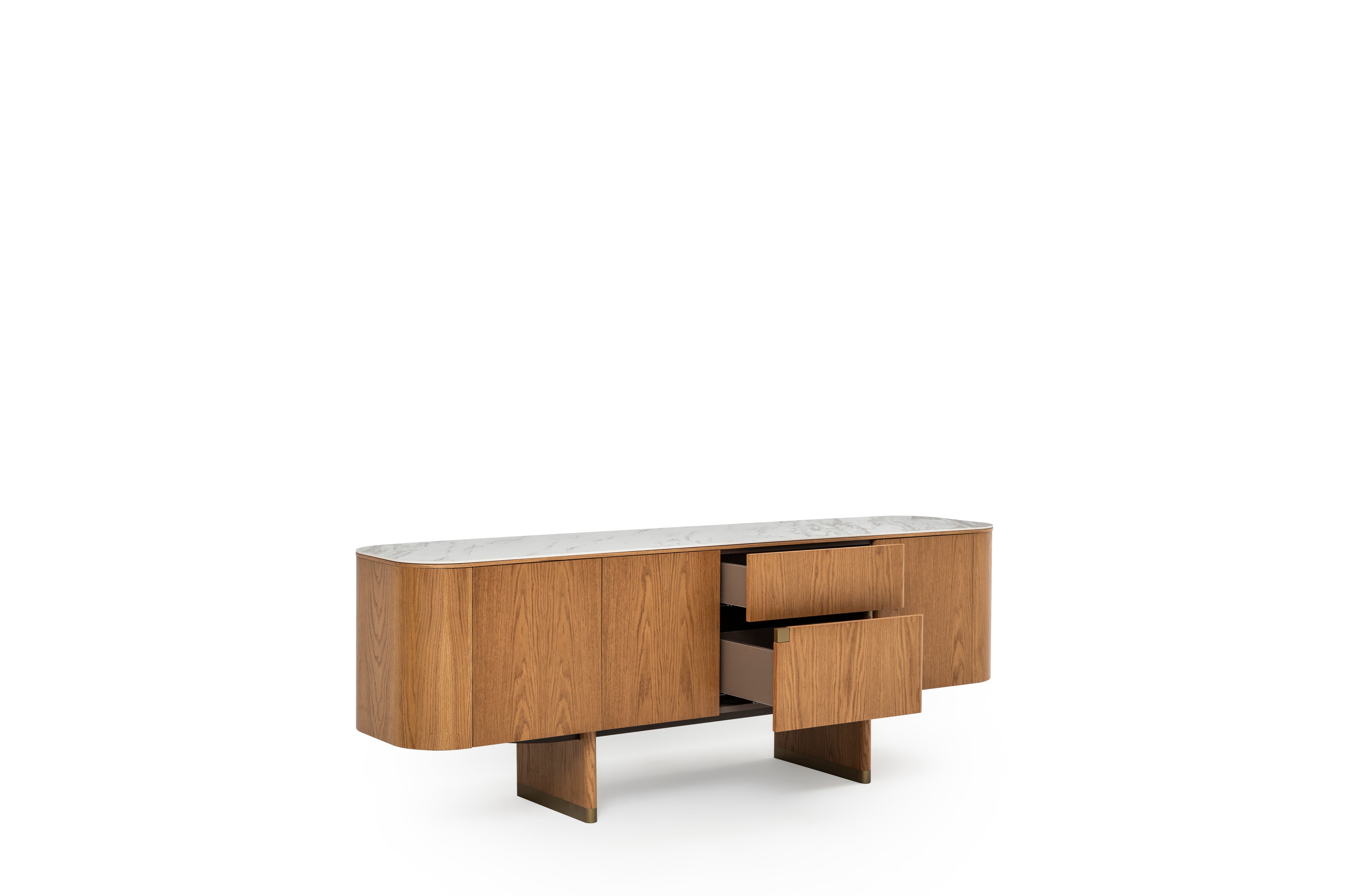 Бюфет «Delta Acik Bej» с естествен фурнир, с две чекмеджета, размер 220х79х51см