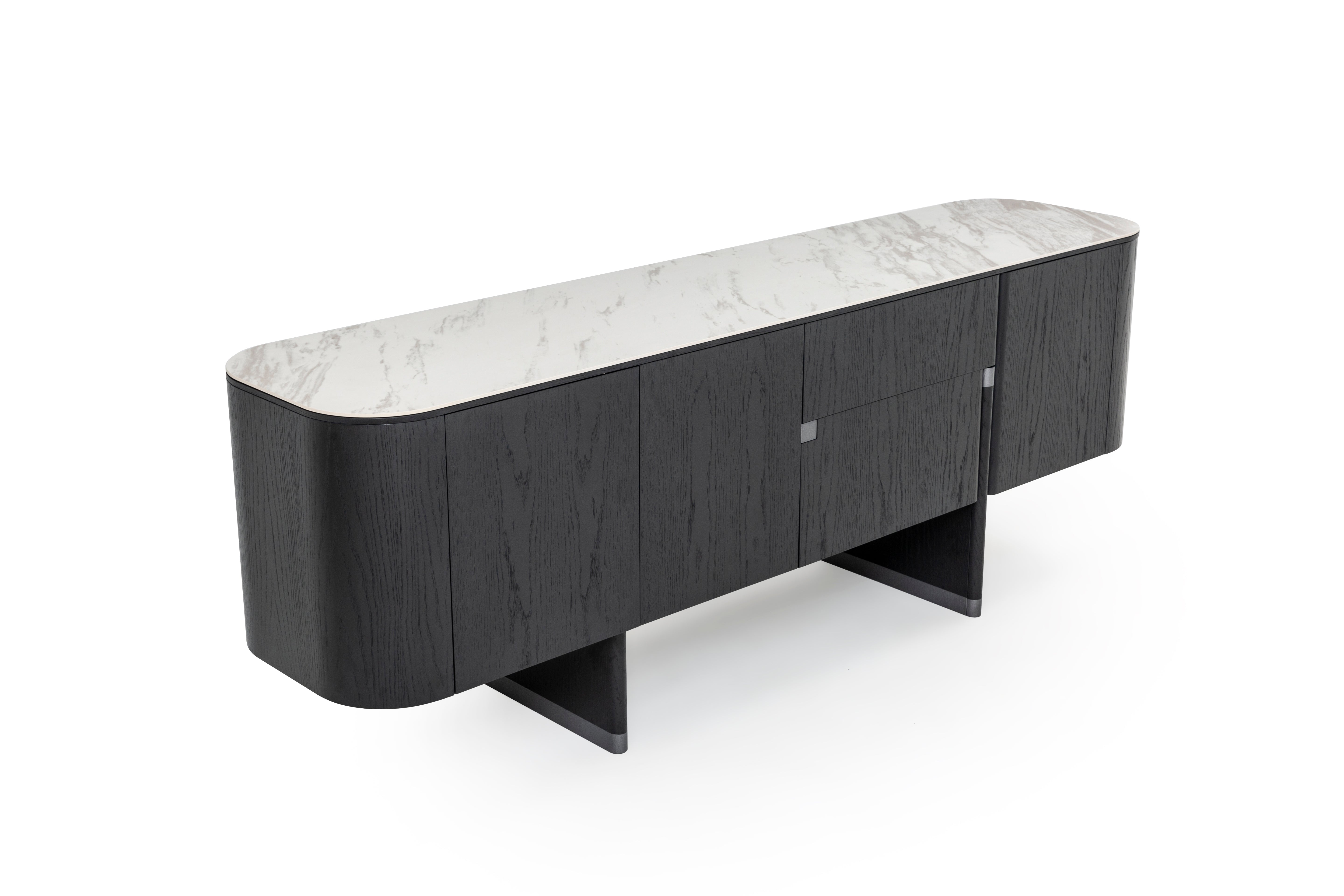 Бюфет «Delta Antrasit» с естествен фурнир, с две чекмеджета, размер 220х79х51см