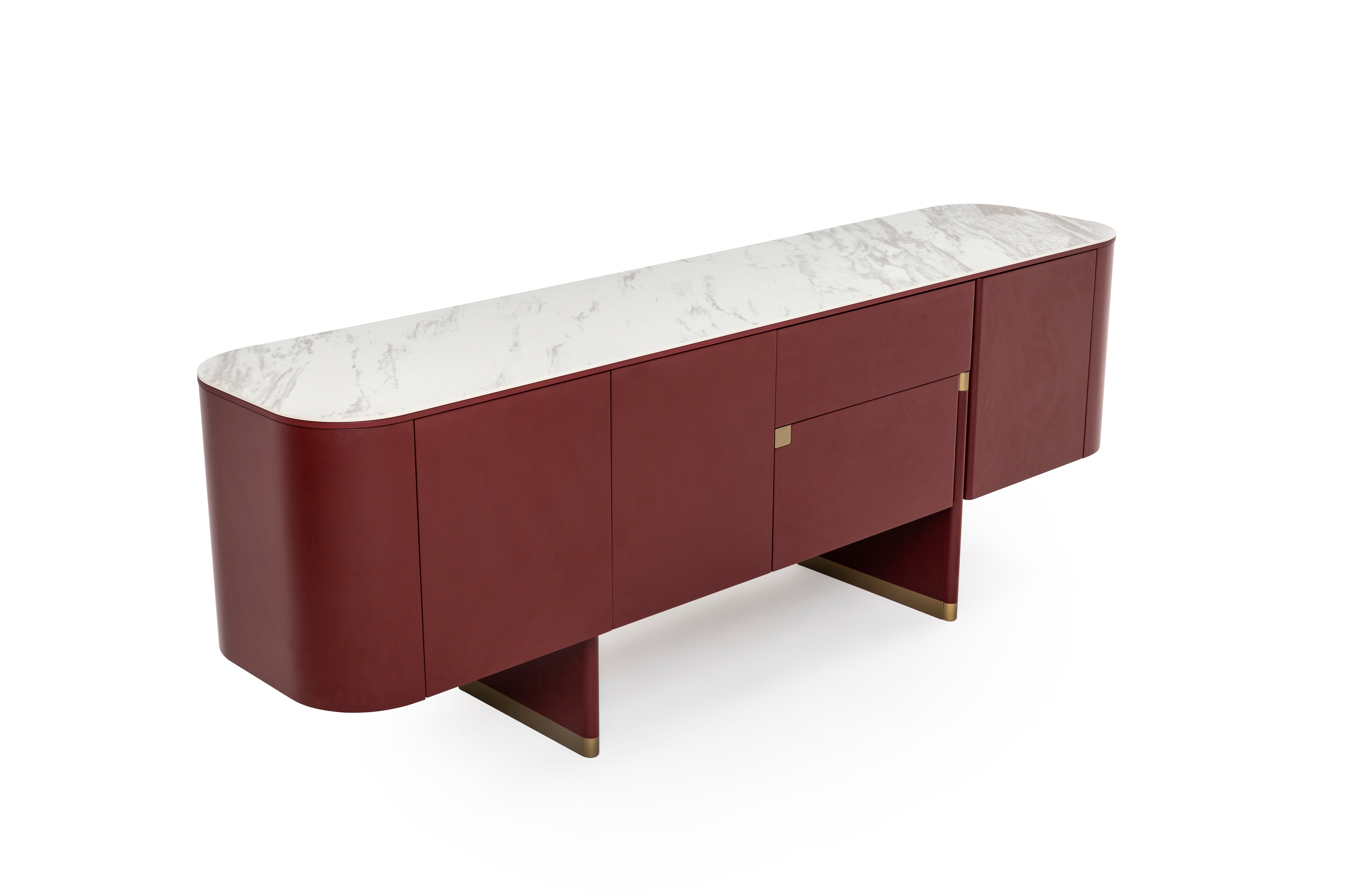 Бюфет «Delta Burgundy» с естествен фурнир, с две чекмеджета, размер 220х79х51см