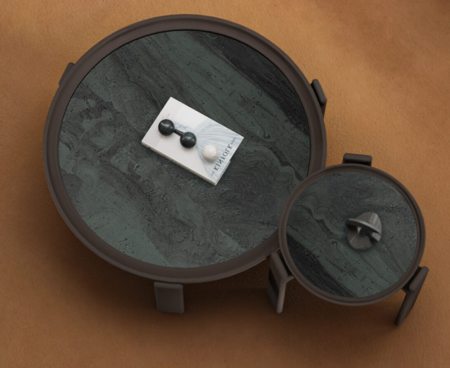 Холна маса «Praya Green» с травертин, размер 94х37х90см