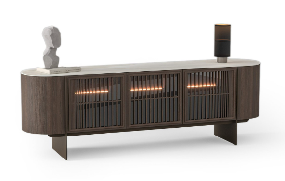 Бюфет «Riva» с естествен фурнир, с LED осветление, размер 240х78х51см