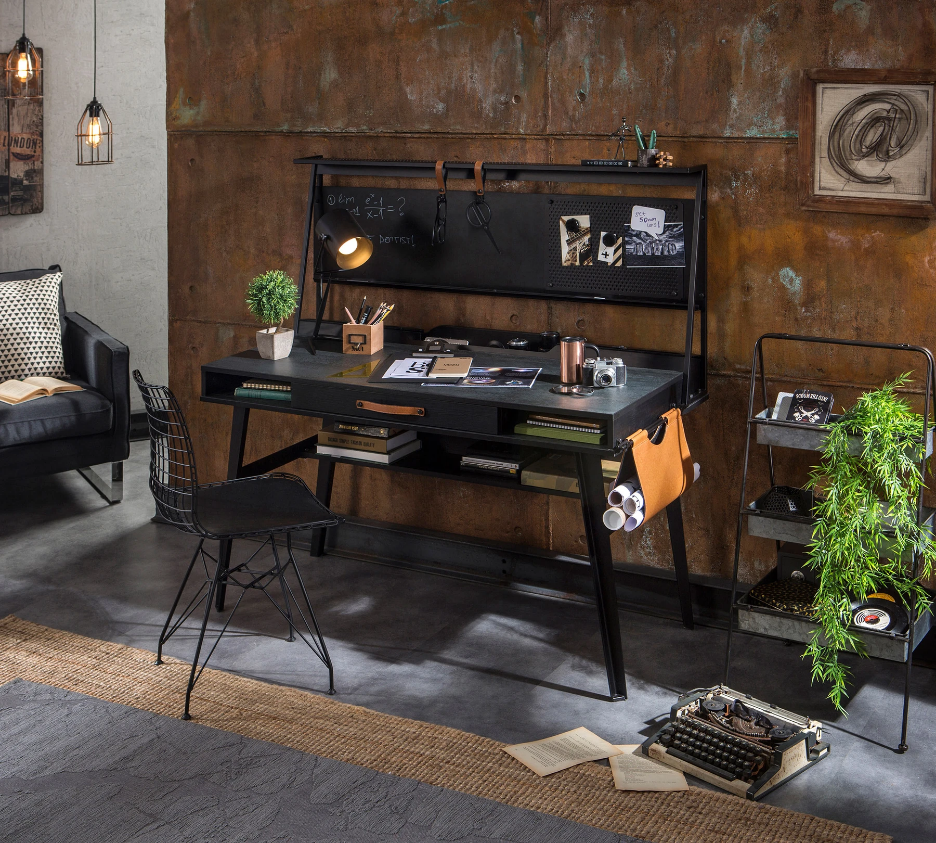 Надстройка за бюро «Dark Metal» + органайзери, размер 134х66х16см