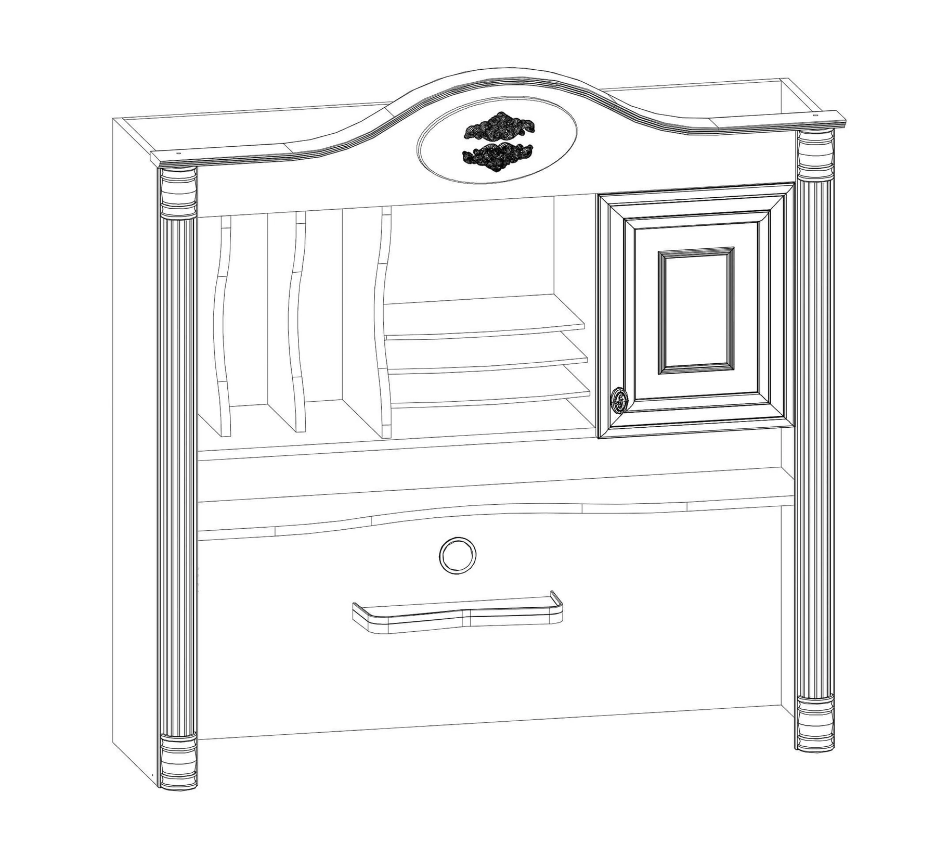 Надстройка за бюро «Romantic» + USB зарядна станция, размер 117х119х37см