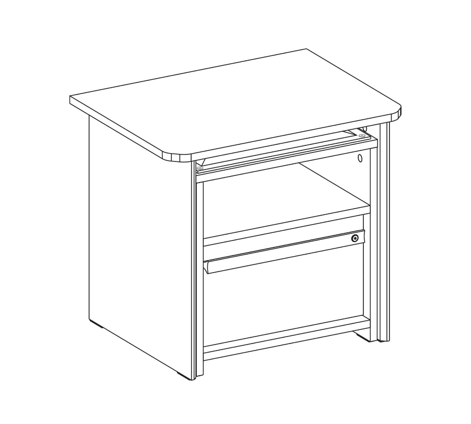 Нощно шкафче «Trio» + издърпваща се табуретка с чекмедже, размер 55х48х41см