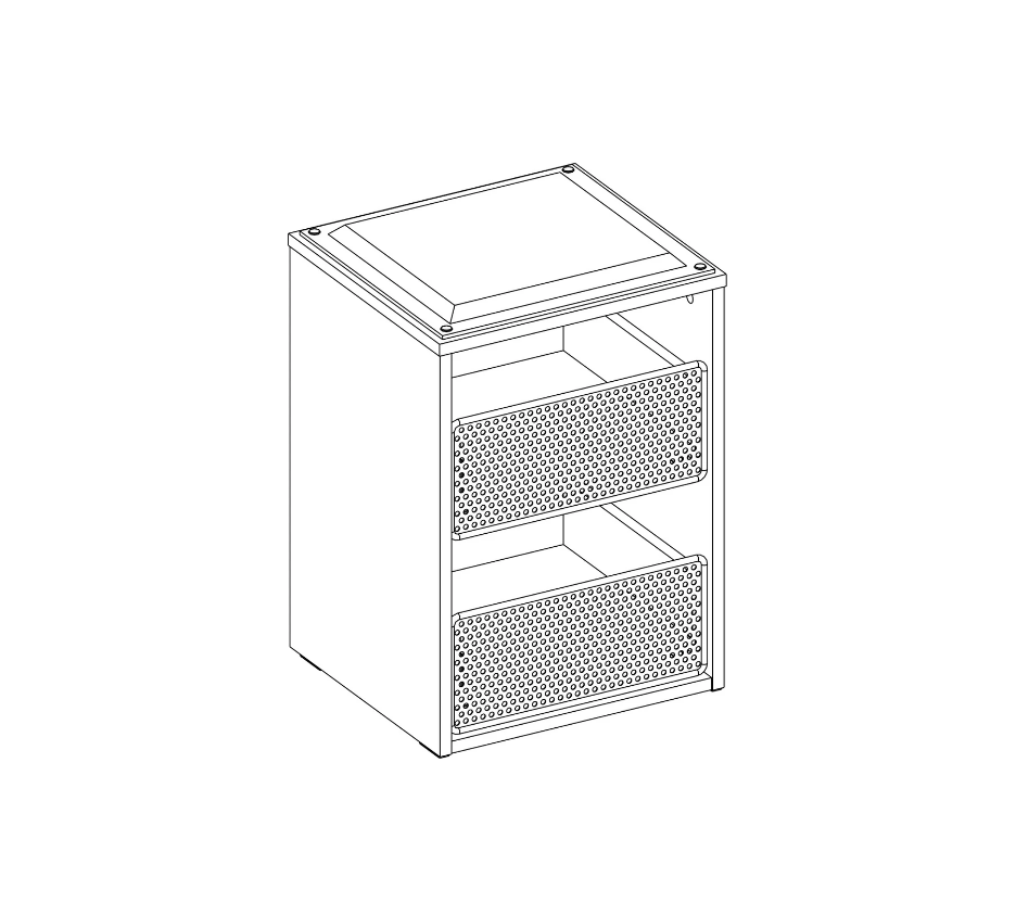 Скрин «Dark Metal» с две чекмеджета, размер 40х57х38см