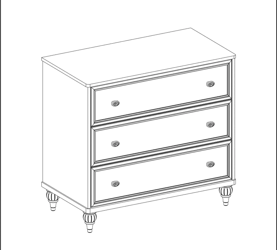 Скрин «Romantica» с три чекмеджета, размер 90х84х50см