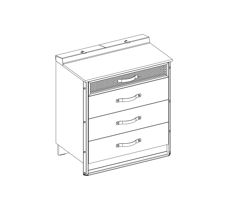 Скрин «Dark Metal» с четири чекмеджета, размер 78х87х48см