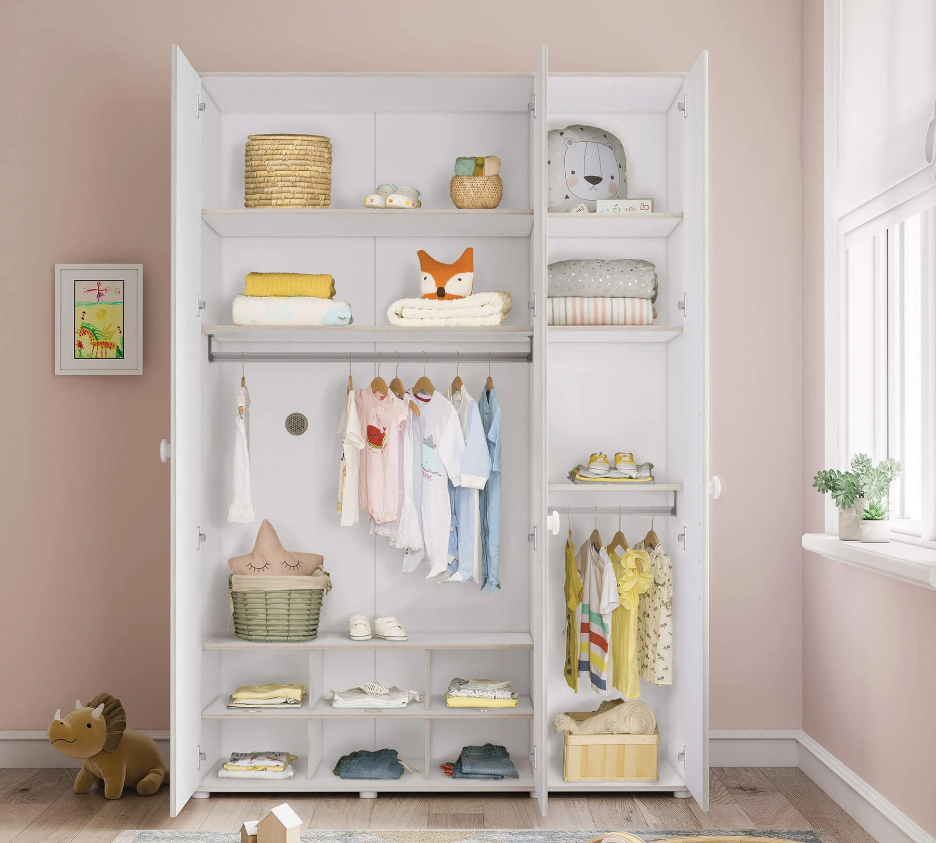 Трикрилен гардероб «Montes White» - ширина 140см