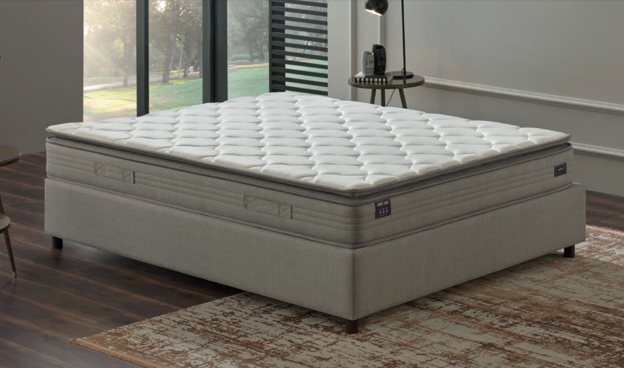 Тапицирано легло «Smart Care» + Матрак и табла - с място за съхранение, матрак с алое вера, с лятна и зимна страна