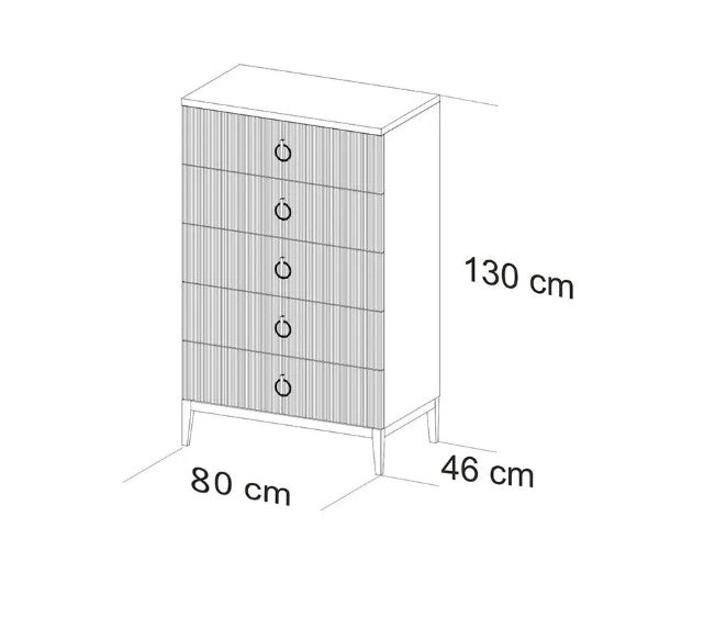 Скрин «Defne» с пет чекмеджета, размер 80х130х46см