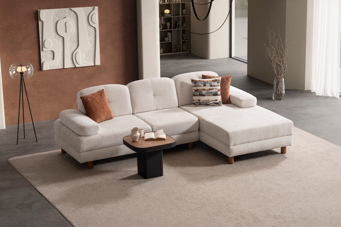 Ъглов разтегателен диван «Istanbul» + три декоративни възглавници, с място за съхранение, ширина 265см