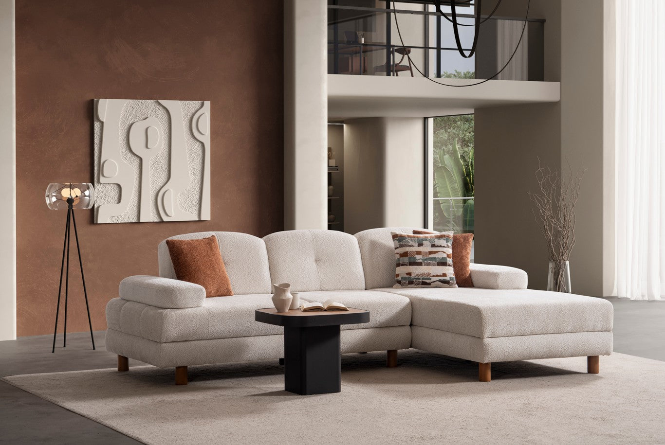 Ъглов разтегателен диван «Istanbul» + три декоративни възглавници, с място за съхранение, ширина 265см