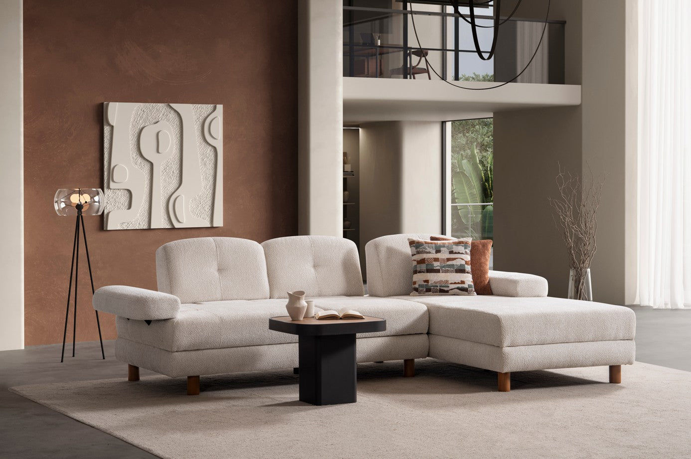 Ъглов разтегателен диван «Istanbul» + три декоративни възглавници, с място за съхранение, ширина 265см