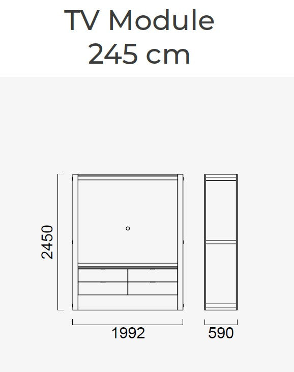 ТВ модул за гардероб «Alfa» с чекмеджета, ширина 200см