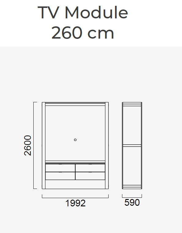 ТВ модул за гардероб «Alfa» с чекмеджета, ширина 200см
