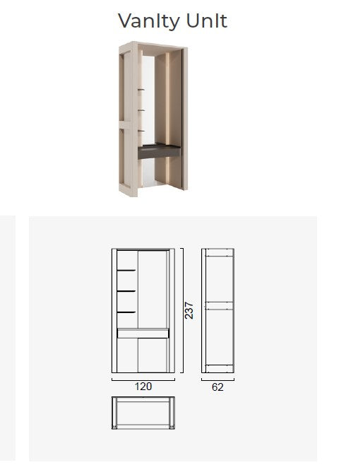 Тоалетка «Beta» с огледало и LED осветление, с чекмедже, ширина 120см