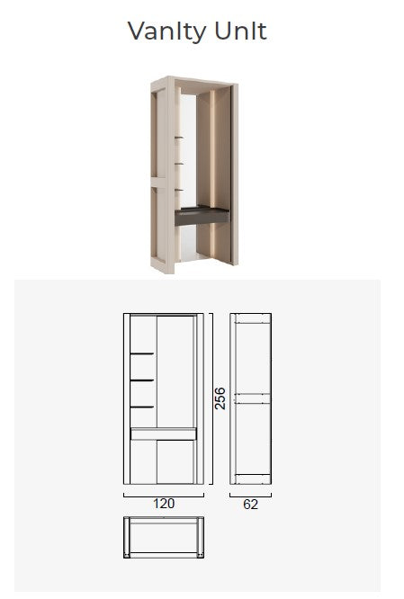 Тоалетка «Beta» с огледало и LED осветление, с чекмедже, ширина 120см