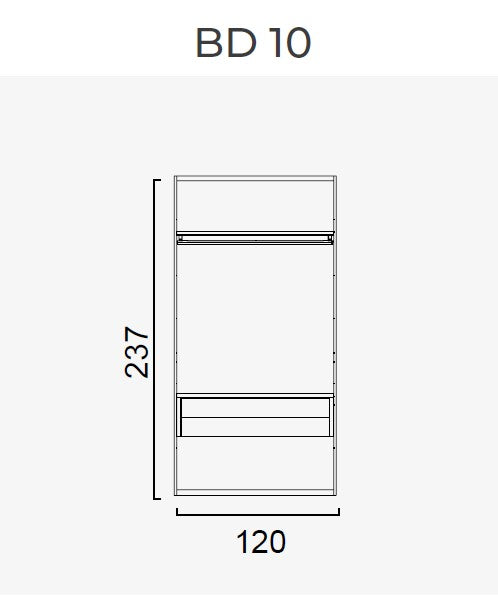 63 конфигурирани модула за гардероб «Beta» - с осветление, чекмеджета, лостове за закачалки и рафтове