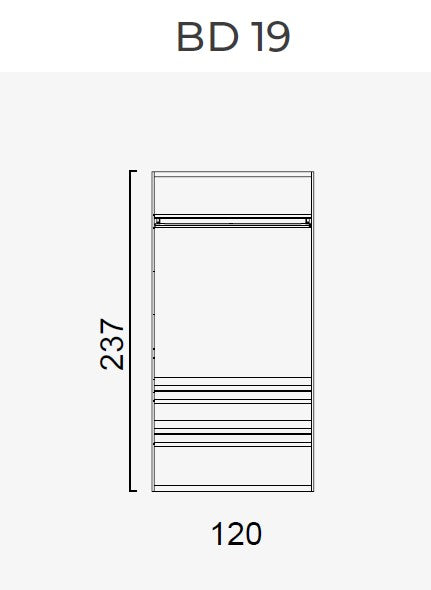 63 конфигурирани модула за гардероб «Beta» - с осветление, чекмеджета, лостове за закачалки и рафтове