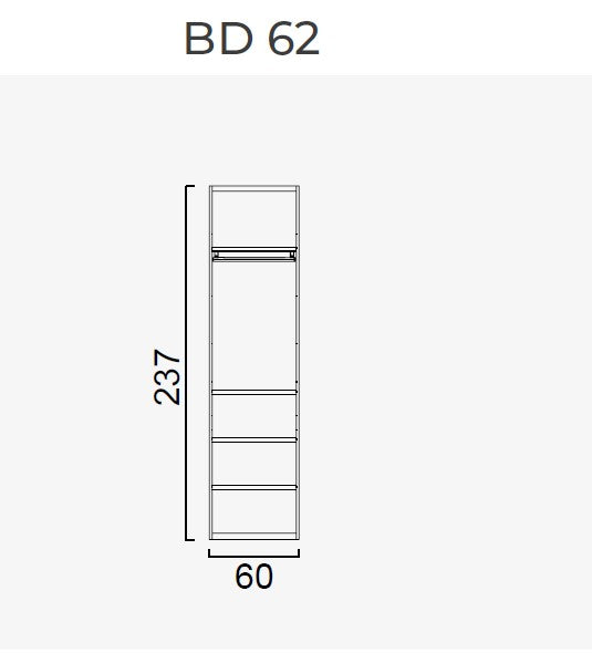 63 конфигурирани модула за гардероб «Beta» - с осветление, чекмеджета, лостове за закачалки и рафтове