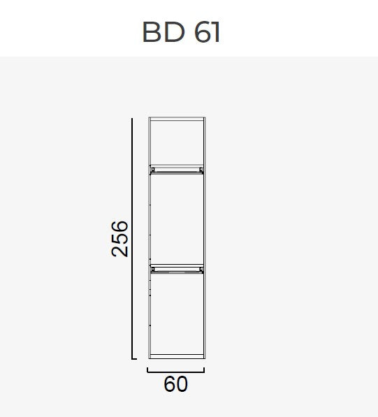 63 конфигурирани модула за гардероб «Beta» - с осветление, чекмеджета, лостове за закачалки и рафтове